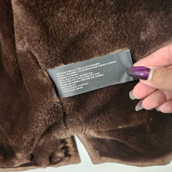 Vintage 90s Suede Fur Lined Brown Coat Jacket 1990 Bohemian Western Boho Leather - Picture 11 of 12